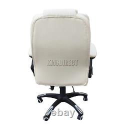 EX DEMO Cream Luxury Leather 6 Point Massage Office Computer Chair