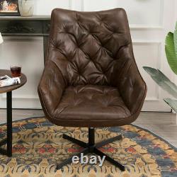 EX DISPLAY Chesterfield Highback Brown Leather Home/Office/Study Swivel Chair