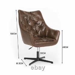 EX DISPLAY Chesterfield Highback Brown Leather Home/Office/Study Swivel Chair