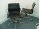 Eames Aluminium Group Side Chair With Arms, Black Leather, Original By Icf