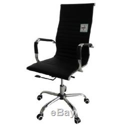 Eames Inspired High Back Ribbed Designer Executive Leather Computer Office Chair