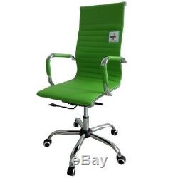 Eames Inspired High Back Ribbed Designer Executive Leather Computer Office Chair