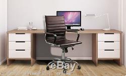 Eames Inspired Ribbed High Back Executive Leather Swivel Computer Office Chair