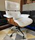 Eames Lounge Repro Office / Gaming Chair White Leather & Palisander Unique