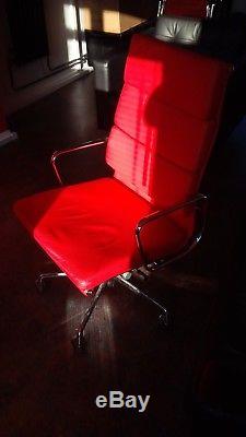 Eames Office Chair EA219 Red Chrome / High back / Leather / Super condition