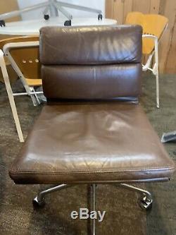 Eames Office Soft Pad, Brown Leather Chair On Castors
