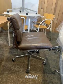 Eames Office Soft Pad, Brown Leather Chair On Castors