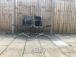 Eames Original EA108 Chrome Black Leather swivel Office Chair by ICF (PAIR av)