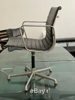 Eames Original ICF EA117 Aluminium Medium Back, Black Leather Office Chair