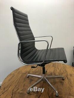 Eames Original ICF EA117 Chrome High Back Black Leather Office Chair