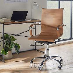 Eames Style. Mid Century, Tan PU Leather, Office Chair