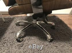 Eames Style Office Chair Walnut Black Leather