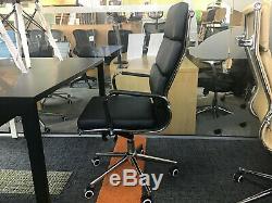 Eames Style Office Swivel CHair Black faux leather