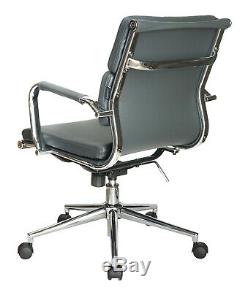 Eames Style Soft Pad Designer Grey Bonded Leather Executive Office Chair NEW