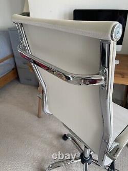 Eames style office swivel chair in white faux leather