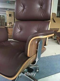 Eams Office Chair Brown Real Leather Walnut Swivel Up And Down Tilt In Stock