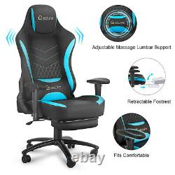 Eclife Ergonomic Gaming Chair Racing Office Massage PU Computer Desk Blue
