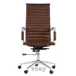 Edmonton High Back Ribbed Office Chair Vintage Brown