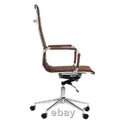Edmonton High Back Ribbed Office Chair Vintage Brown