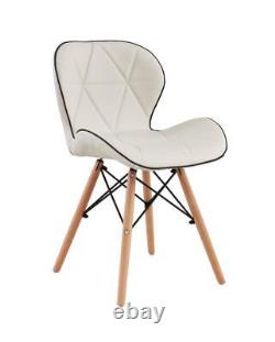 Eiffel Dining Chairs Wooden Legs Faux Leather Padded Seat Home Office Cafe UK