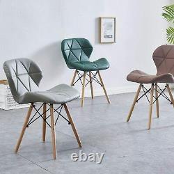 Eiffel Dining Chairs Wooden Legs Faux Leather Padded Seat Home Office Shop