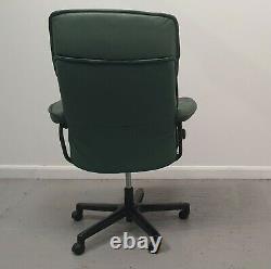 Ekornes Stressless Green Swivel recliner leather office desk chair 11201