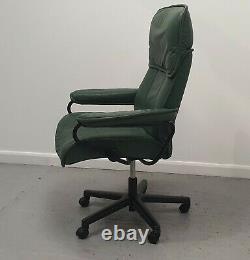 Ekornes Stressless Green Swivel recliner leather office desk chair 11201