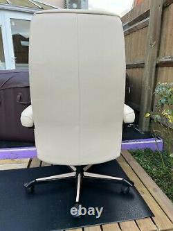 Ekornes Stressless Opal M Swivel / Recliner Cream Real Leather Office Chair