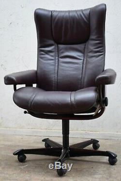Ekornes Stressless Wing Leather Swivel Reclining Office Chair
