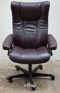 Ekornes Stressless Wing Leather Swivel Reclining Office Chair