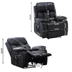 Electric Heated Leather Massage Armchair Recliner Chair Lounger Home Office Sofa