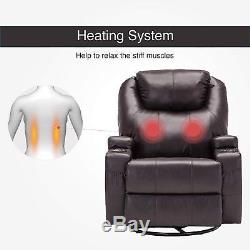 Electric Heated Leather Massage Recliner Chair Sofa Gaming Home Office Armchair