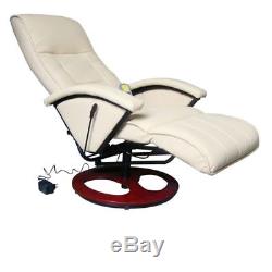 Electric Reclining Artificial Leather Massage Chair Office Armchair Cream/Black