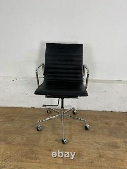 Elite Enna Eames Inspired Black Leather/Chrome Office Swivel Chair
