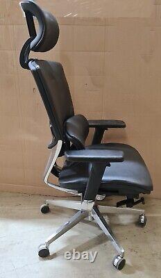 Ergohuman Black Leather Chrome Task Chair Headrest Arms Backrest Home Office
