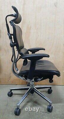 Ergohuman Black Leather Task Chair Headrest Arms Computer Home Office Ergonomic