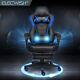 Ergonomic Computer Gaming Chair Office Recliner Massage Lumbar Support Blue Pu
