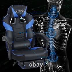 Ergonomic Computer Gaming Chair Office Recliner Massage Lumbar Support Blue PU