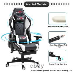 Ergonomic Gaming Computer Chair Swivel Office Recliner Leather Chairs + Footrest