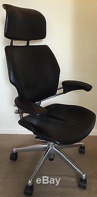Ergonomic Humanscale Freedom Chair In Black Leather And Chrome