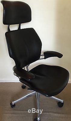 Ergonomic Humanscale Freedom Office Chair In Black Leather With Chrome Frame