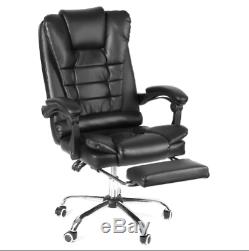 Ergonomic Office Boss Chair with Adjustable Height and Footrest Leather Gaming