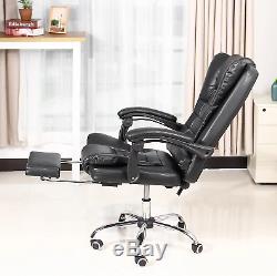 Ergonomic Office Boss Chair with Adjustable Height and Footrest Leather Gaming