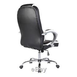 Ergonomic Office Chair Leather High Back Swivel Height Adjustable Black&silver