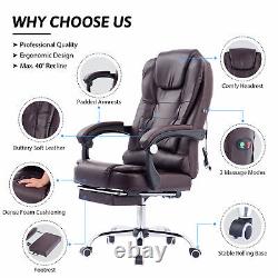 Ergonomic Office Chair Reclining Massage Chair w Adjustable Height and Footrest