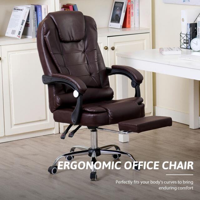 Ergonomic Office Chair W Footrest Recline & Massage Height Adjustable Desk Chair