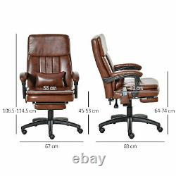 Ergonomic Office Chair with 7 Massage Points Headrest Armrest Footrest Brown