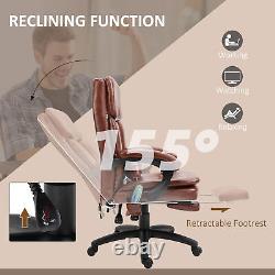 Ergonomic Office Chair with 7 Massage Points Headrest Armrest Footrest Brown