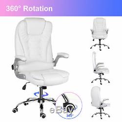 Ergonomic Office Computer Chair Flip Up Armrests High Back PU Leather Swivel New