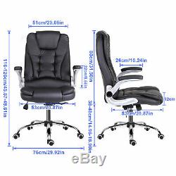 Ergonomic Office Computer Chair Flip Up Armrests High Back PU Leather Swivel New